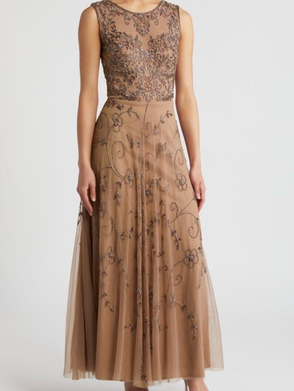 Pisarro Nights Beaded Sleeveless Mesh
Gown SZ 8